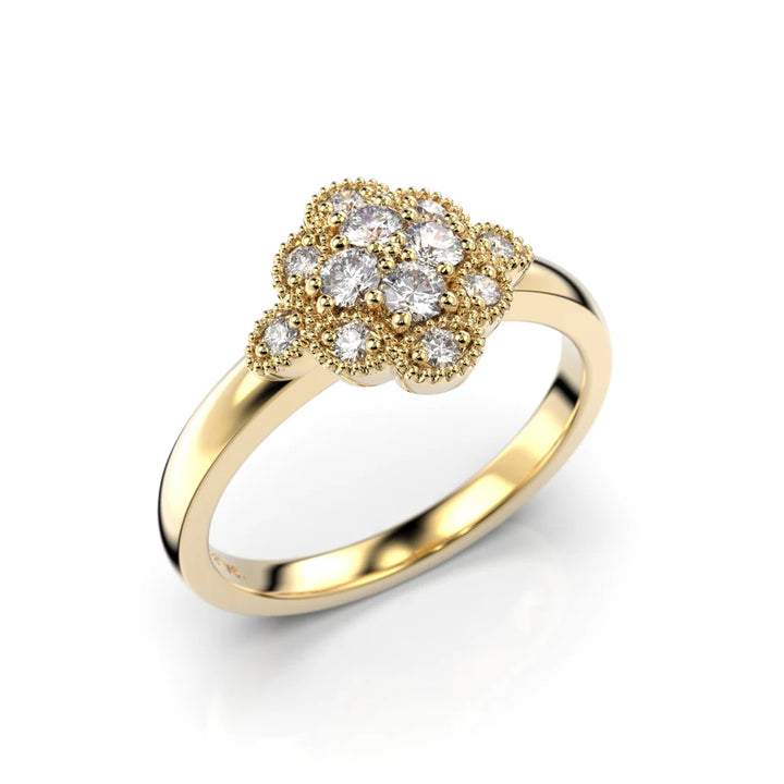 Festive Little Lotus 0,20 ct timanttisormus keltakulta – tuotekuva 1