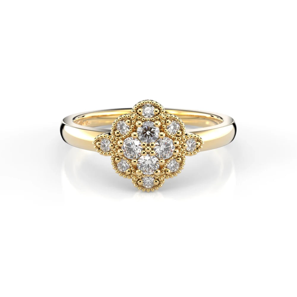 Festive Little Lotus 0,20 ct timanttisormus keltakulta – tuotekuva 3