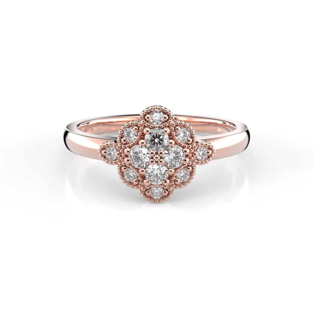 Festive Little Lotus 0,20 ct timanttisormus punakulta – tuotekuva 3