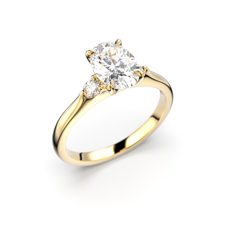 Festive Megan Oval 1,14 ct timanttisormus 753-114 keltakulta, viistokuva