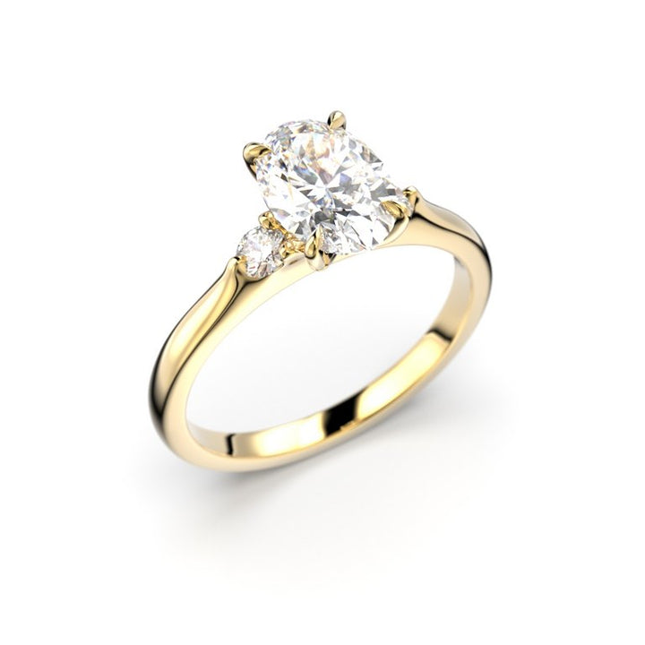 Festive Megan Oval 1,14 ct timanttisormus 753-114 keltakulta, viistokuva