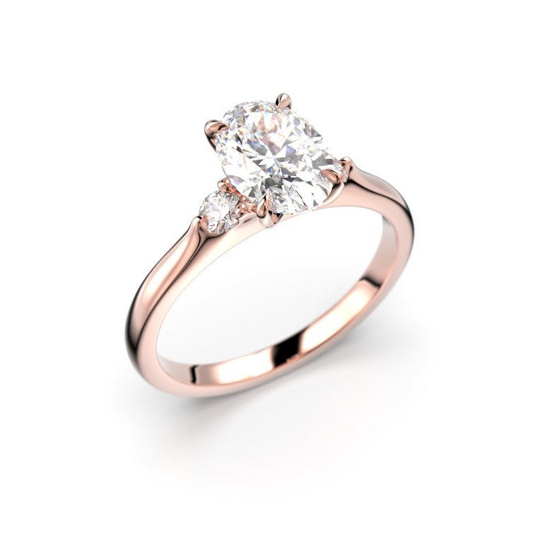 Festive Megan Oval 1,14 ct timanttisormus 753-114 punakulta, viistokuva