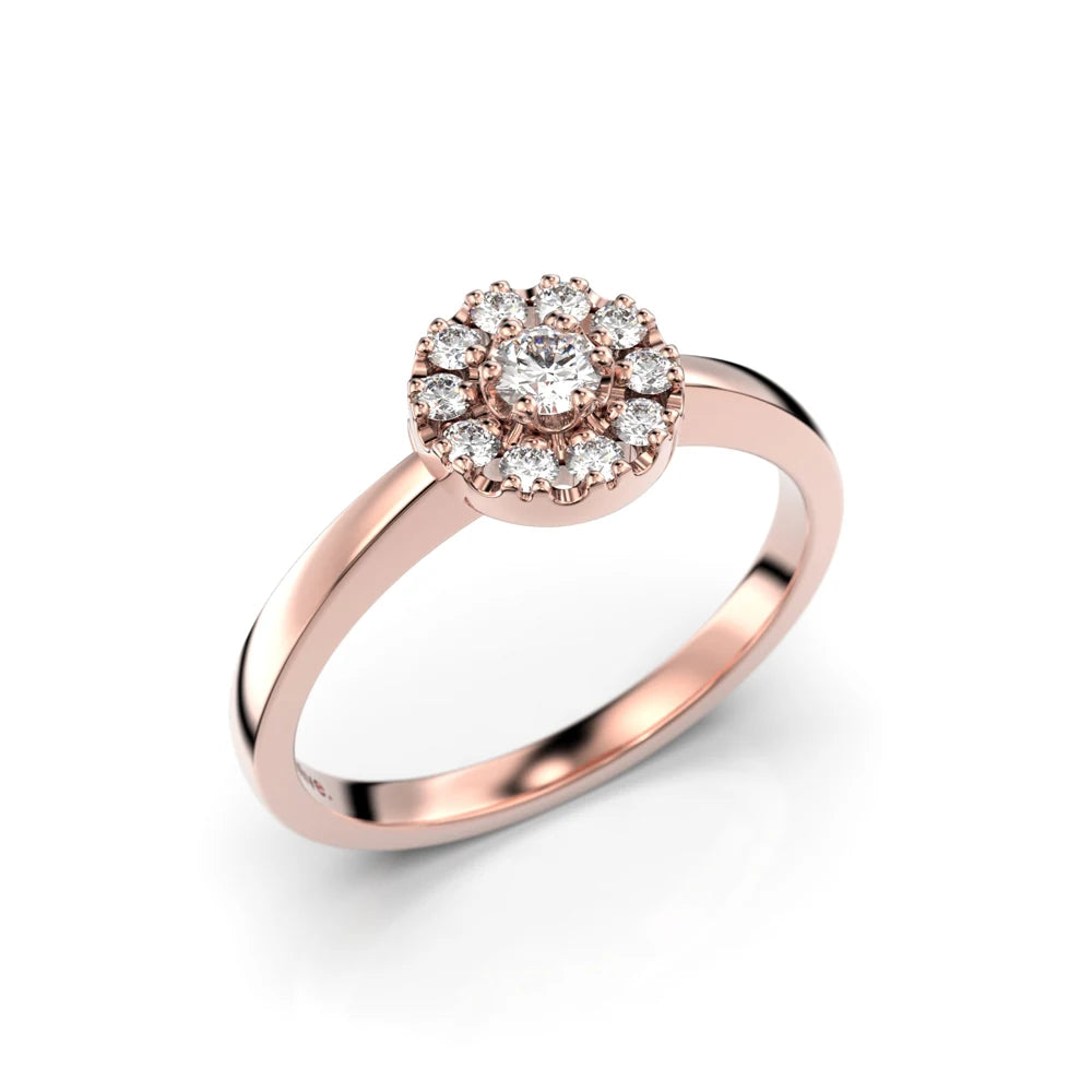 Festive Olivia 0,17 ct timanttisormus punakulta – tuotekuva 1