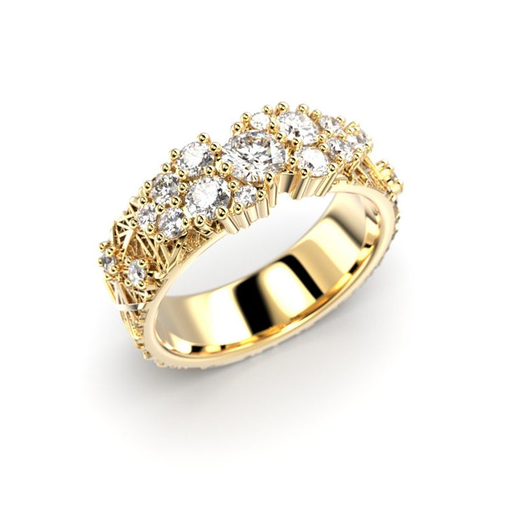 Festive Routa Rakka Grand 0,86 ct timanttisormus 663-086 keltakulta, viistokuva