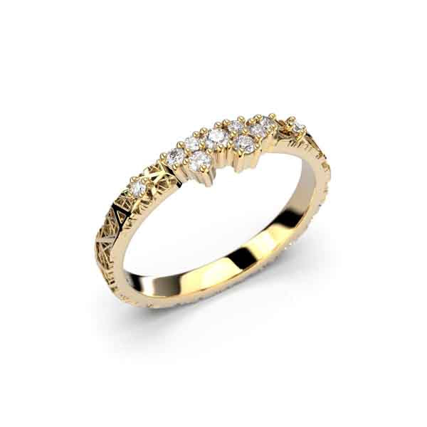 Festive Routa Rakka Sivu timanttisormus keltakulta 0,15 ct tuiotekuva