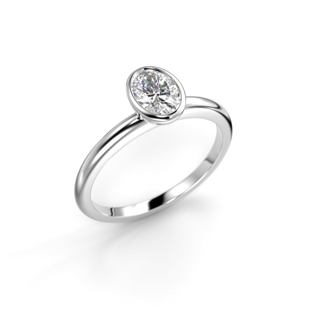 Festive Auréa Bezel Oval 0,50 ct timanttisormus valkokulta 742-050 – tuotekuva