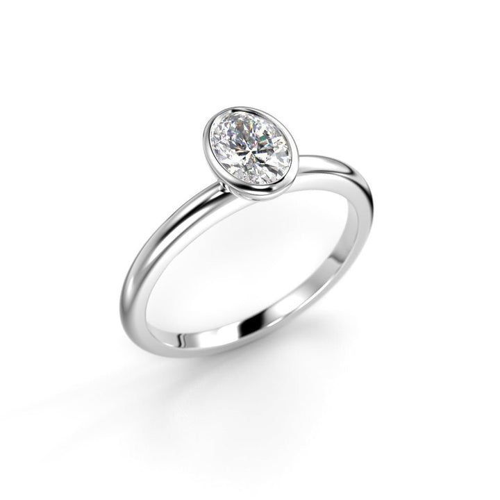 Festive Auréa Bezel Oval 0,50 ct timanttisormus valkokulta 742-050 – tuotekuva