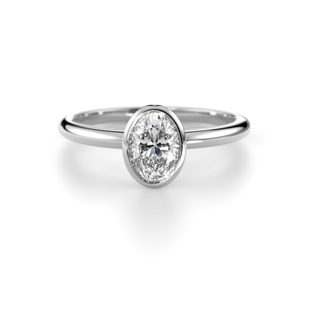Festive Auréa Bezel Oval 0,50 ct timanttisormus valkokulta 742-050 – tuotekuva 2