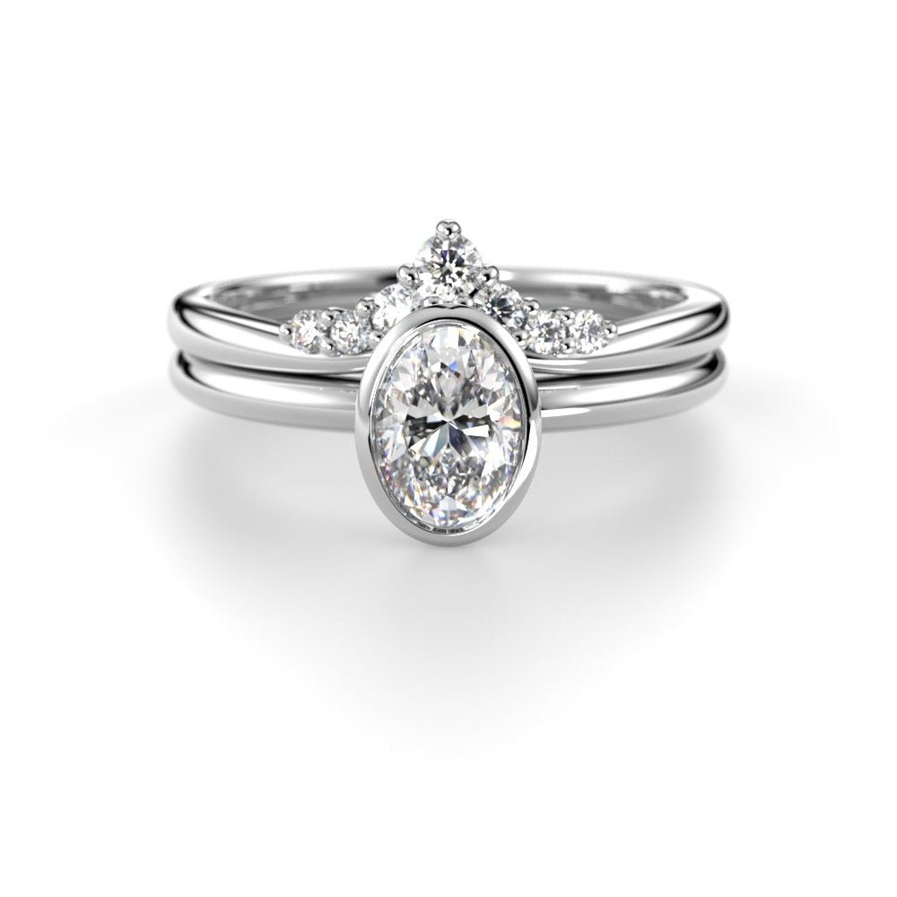 Festive Auréa Bezel Oval 0,50 ct timanttisormus valkokulta 742-050 – tuotekuva 4