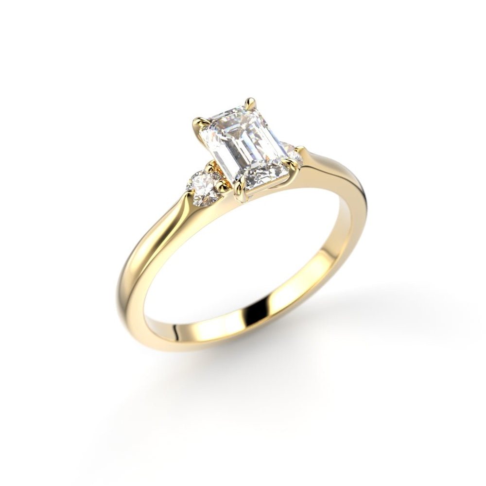 Festive Megan Emerald 0,74 ct timanttisormus keltakulta 745-074 – tuotekuva