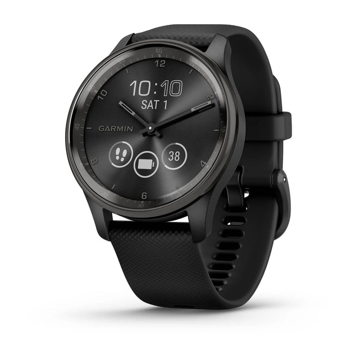 Garmin vívomove Trend, Grafiitinharmaa ruostumattomasta teräksestä valmistettu kehys sekä musta runko ja silikonihihna 010-02665-00