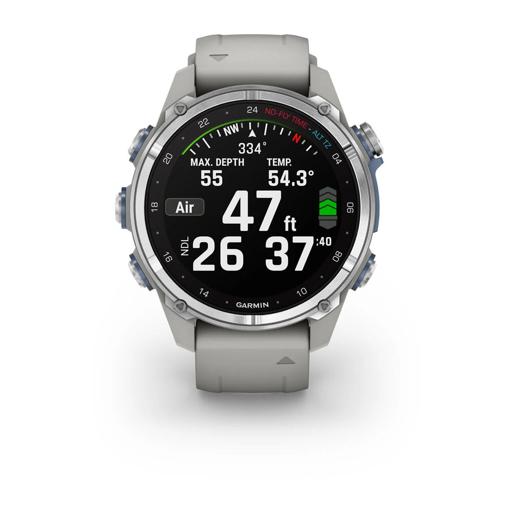 Garmin Descent Mk3 - 43mm, Ruostumaton teräs ja sumunharmaa silikonihihna 010-02753-04