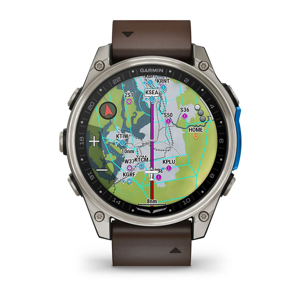 Garmin D2 Mach 2 47 mm, titaani ja ruskea nahkaranneke 010-02904-31