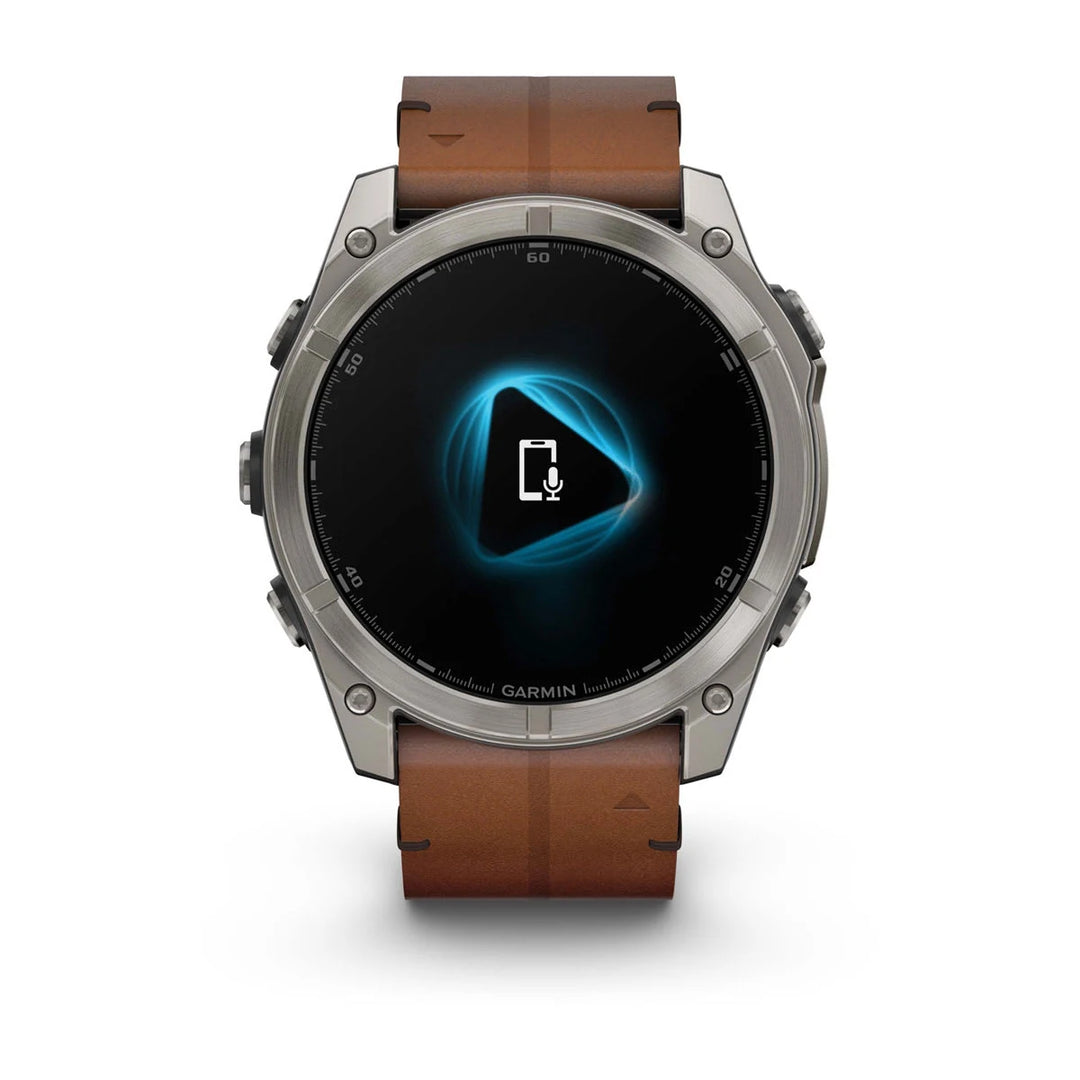 Garmin Fenix 8 - 51 mm, AMOLED, Sapphire, Titaani ja ruskea nahkahihna 010-02905-40