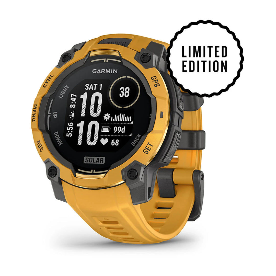 Garmin Instinct 3 - 45 mm, Solar, Auringonkeltainen ja Auringonkeltainen/harmaa hihna 010-02934-02