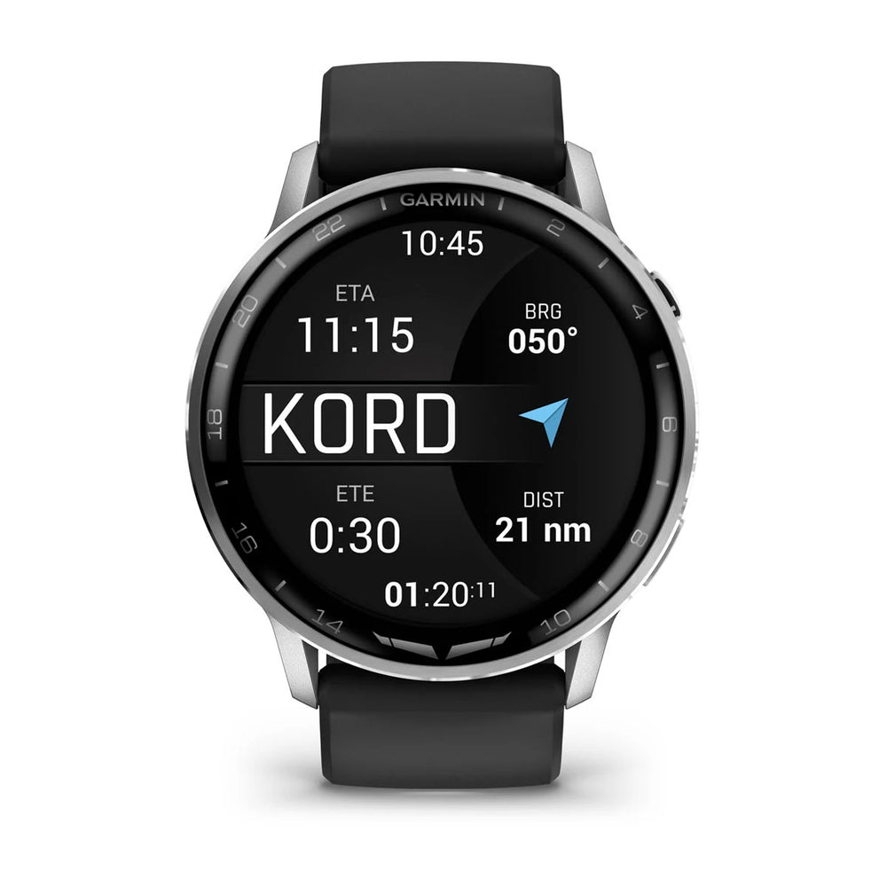 Garmin D2 Air X15 45 mm, hopea, musta silikoniranneke 010-03014-50