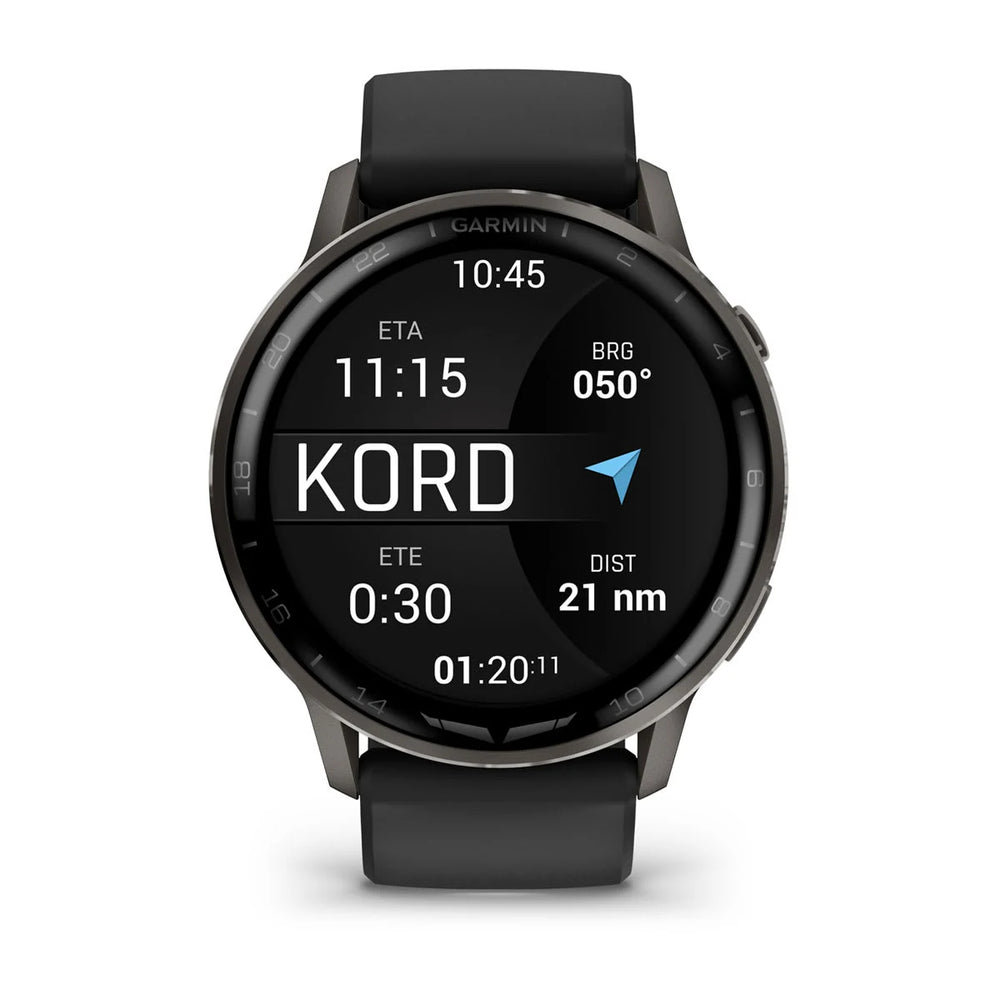 Garmin D2 Air X15 45 mm, tummanharmaa, musta silikoniranneke 010-03014-51