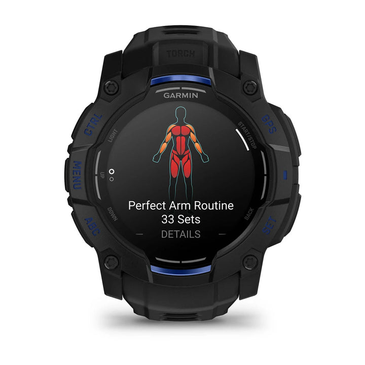 Garmin Instinct 3 - 50 mm, AMOLED, Musta ja musta/sähkönsininen hihna 010-03020-03