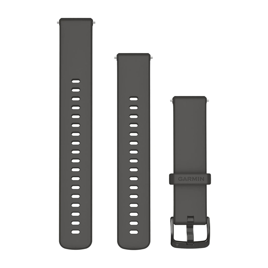 Garmin Quick Release 18 mm silikoniranneke, Keskiharmaa, grafiitinharmaat kiinnitysosat 010-13256-00