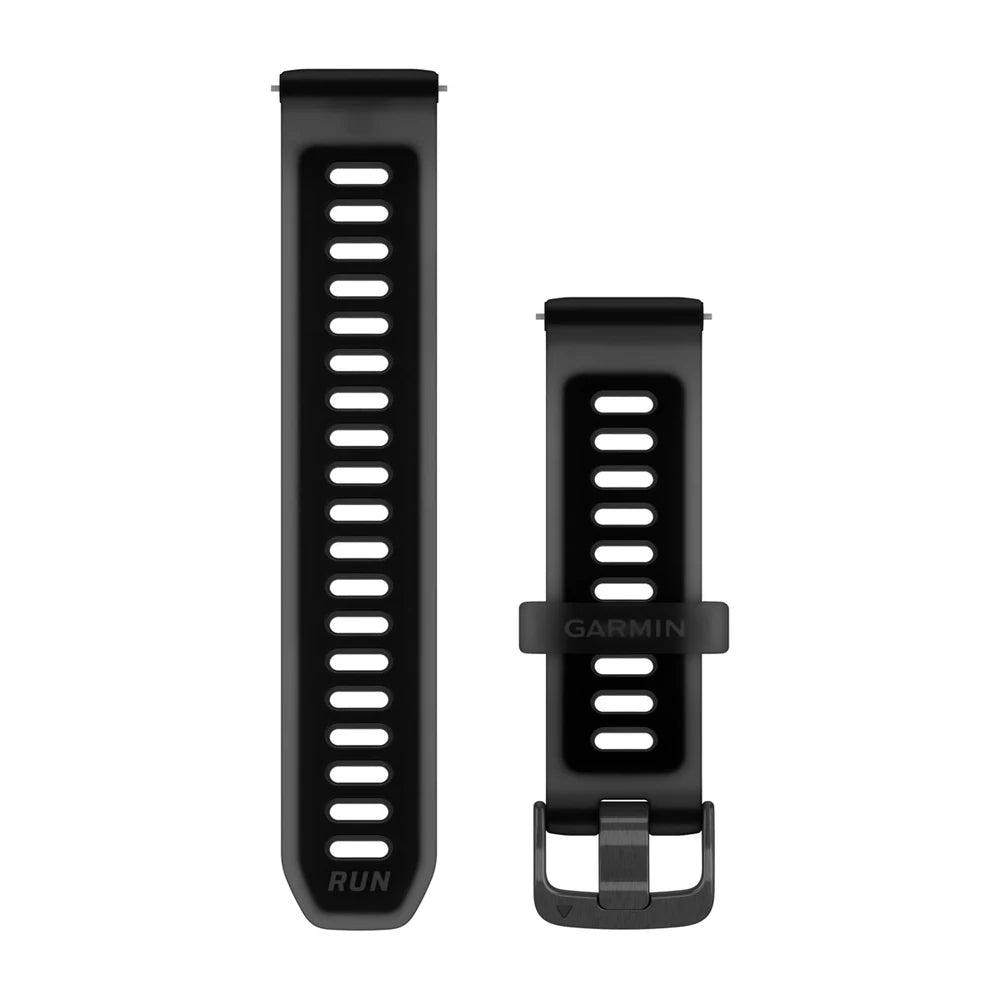 Garmin Quick Release 20 mm silikoniranneke läpikuultava musta/ musta ja grafiitinharmaat kiinnitysosat 010-11251-AQ