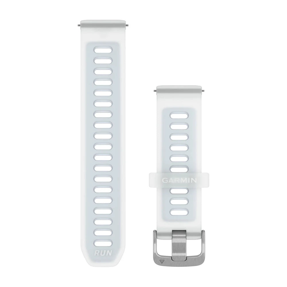 Garmin Quick Release 20 mm silikoniranneke läpikuultava vaaleanharmaa/ vaaleansininen ja hopeanväriset kiinnitysosat 010-11251-AR