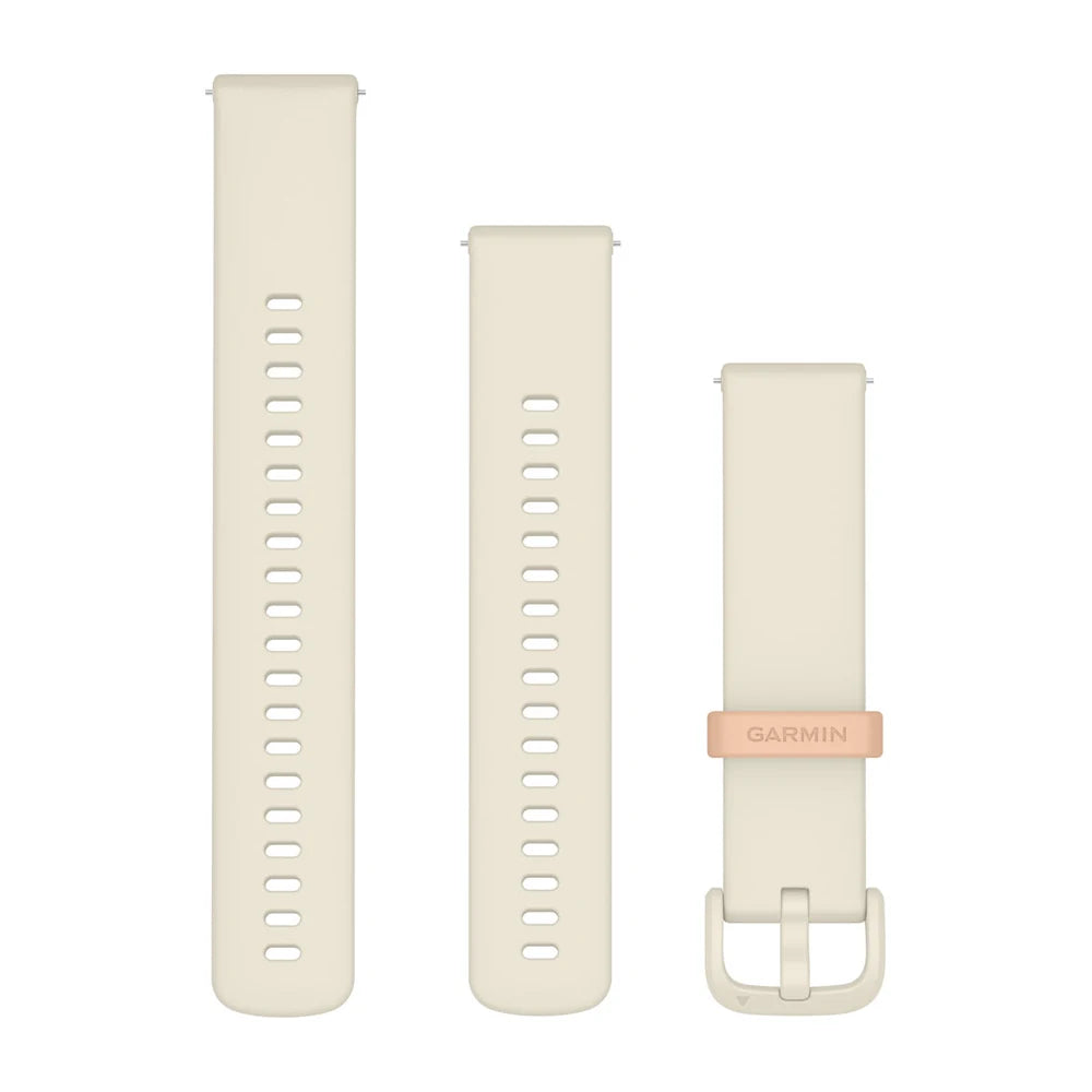 Garmin Quick Release 20 mm silikoniranneke luunvalkoinen/metallinen vaaleanpunainen 010-12932-69