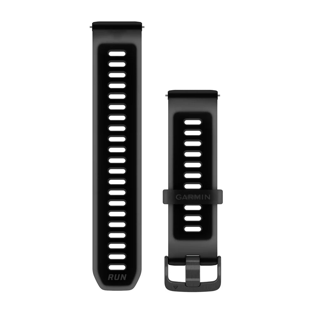 Garmin Quick Release 22 mm silikoniranneke läpikuultava musta/ musta ja grafiitinharmaat kiinnitysosat 010-11251-AT