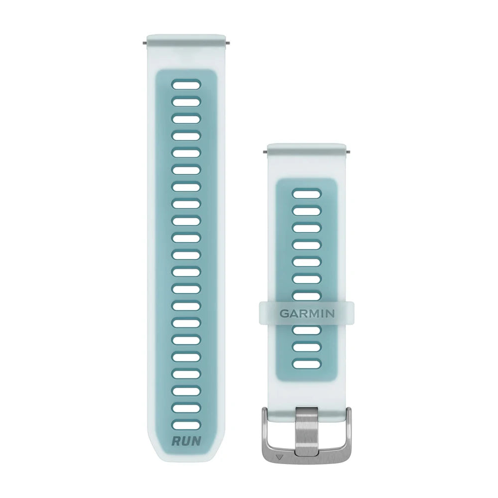 Garmin Quick Release 22 mm silikoniranneke läpikuultava vaaleanharmaa/ turkoosi ja hopeanväriset kiinnitysosat 010-11251-AU