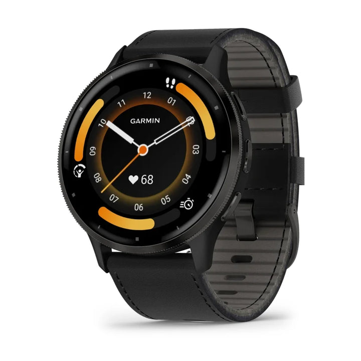 Garmin Venu 3 45 mm musta, nahkaranneke 010-02784-52