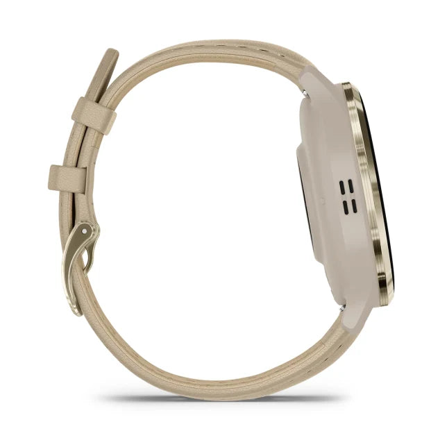 Garmin Venu 3S 41 mm vaalea kulta / harmaa, nahkaranneke 010-02785-55