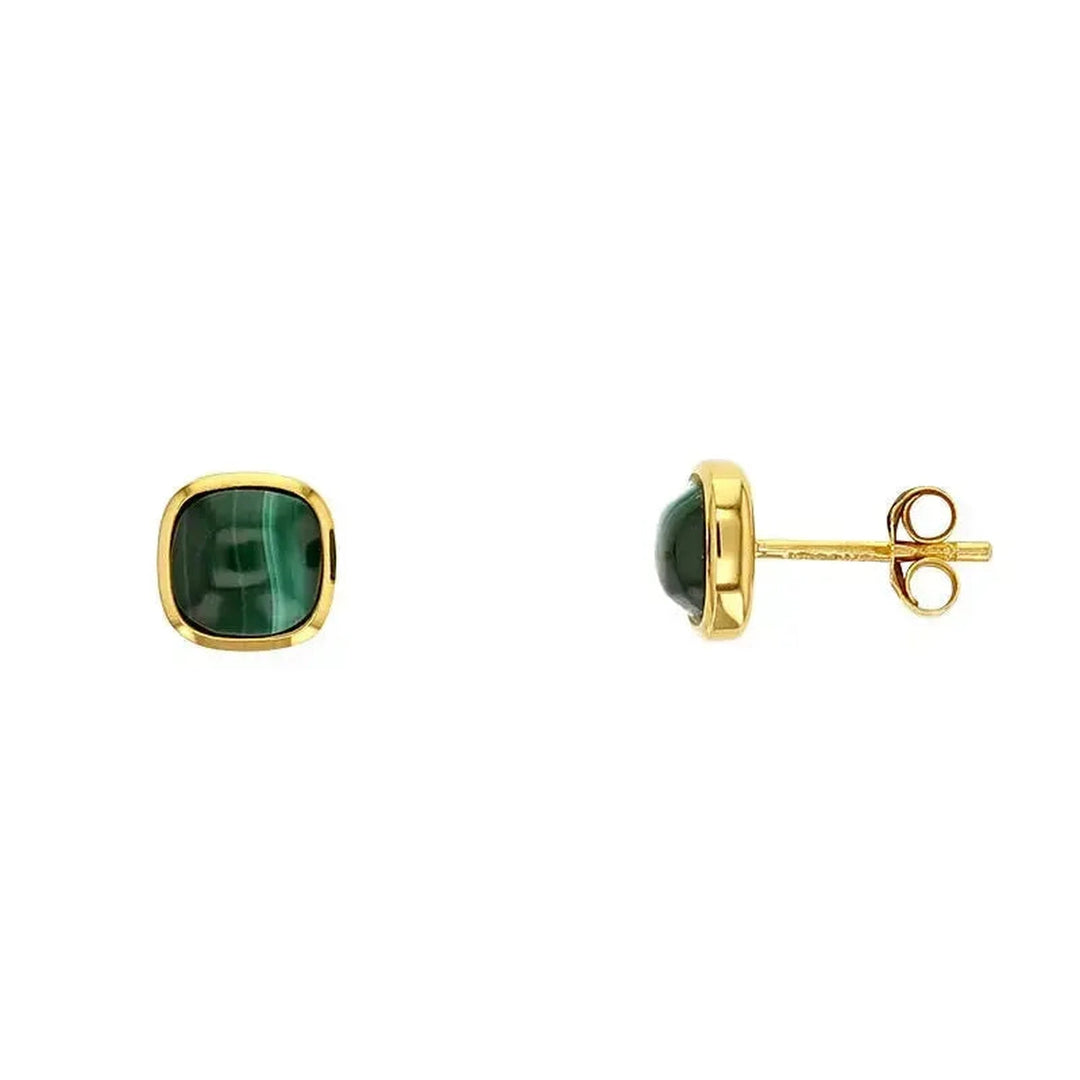 Kultaiset malakiittikorvakorut 5 mm 9K HME1233