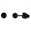Black titanium ball earrings 4 mm