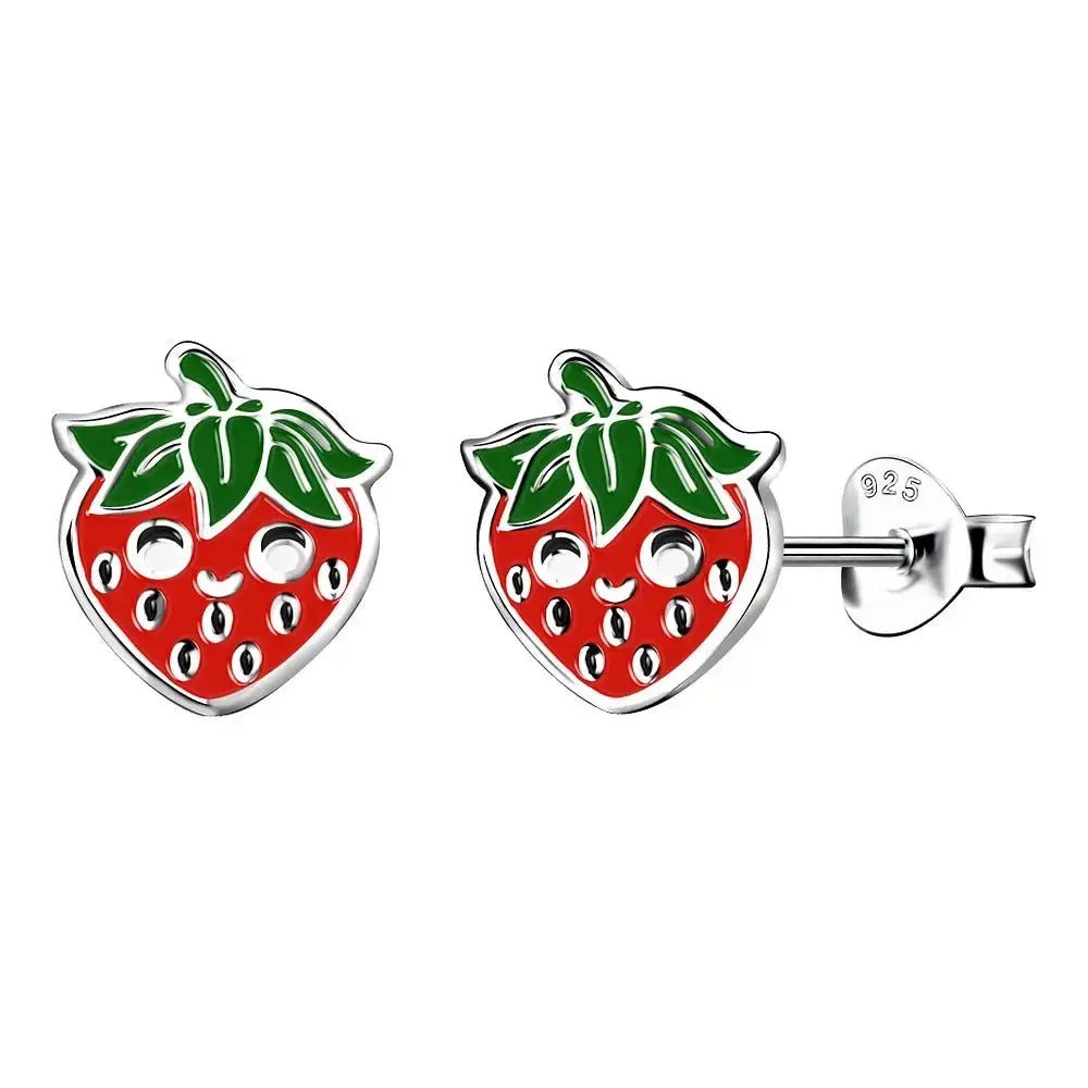 Hopeakorvakorut hymyilevä mansikka Trendi Koru