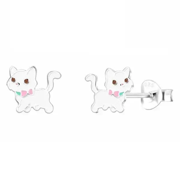 Hopeakorvakorut valkoinen kissa rusetilla Trendi Koru