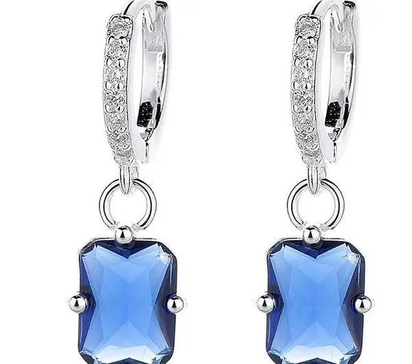 Hopeakorvarenkaat roikkuvat siniset zirkoniat Trendi Koru