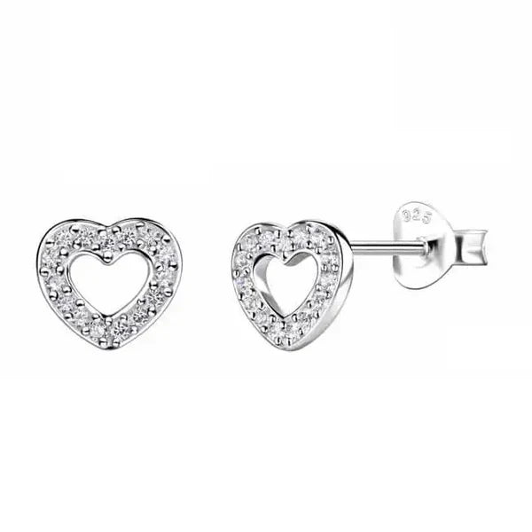 Hopeiset korvakorut sydän zirkoneilla Trendi Koru