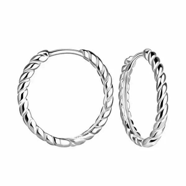 Hopeiset korvarenkaat kierrekuviolla 2 x 18 mm Trendi Koru