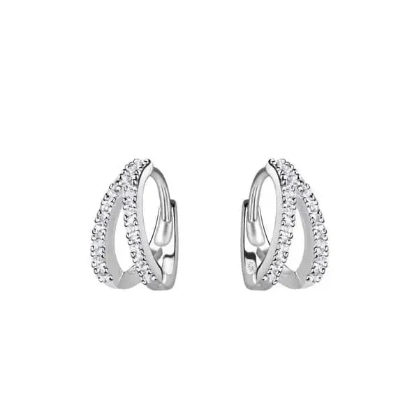 Hopeiset korvarenkaat zirkoneilla Trendi Koru