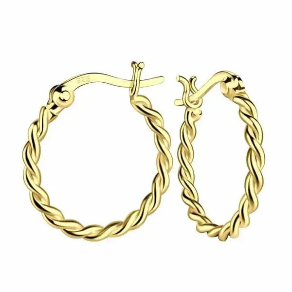 Hopeiset kullatut korvarenkaat kierrekuviolla 2 x 18 mm Trendi Koru