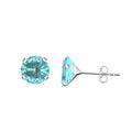 Silver zircon earrings, aqua, 3 - 8 mm