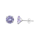 Silver Zirconia Earrings, Lilac, 3 - 8 mm