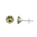 Silver zircon earrings, light green, 3 - 8 mm