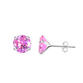 Silver Zirconia Earrings, pink, 3 - 8 mm