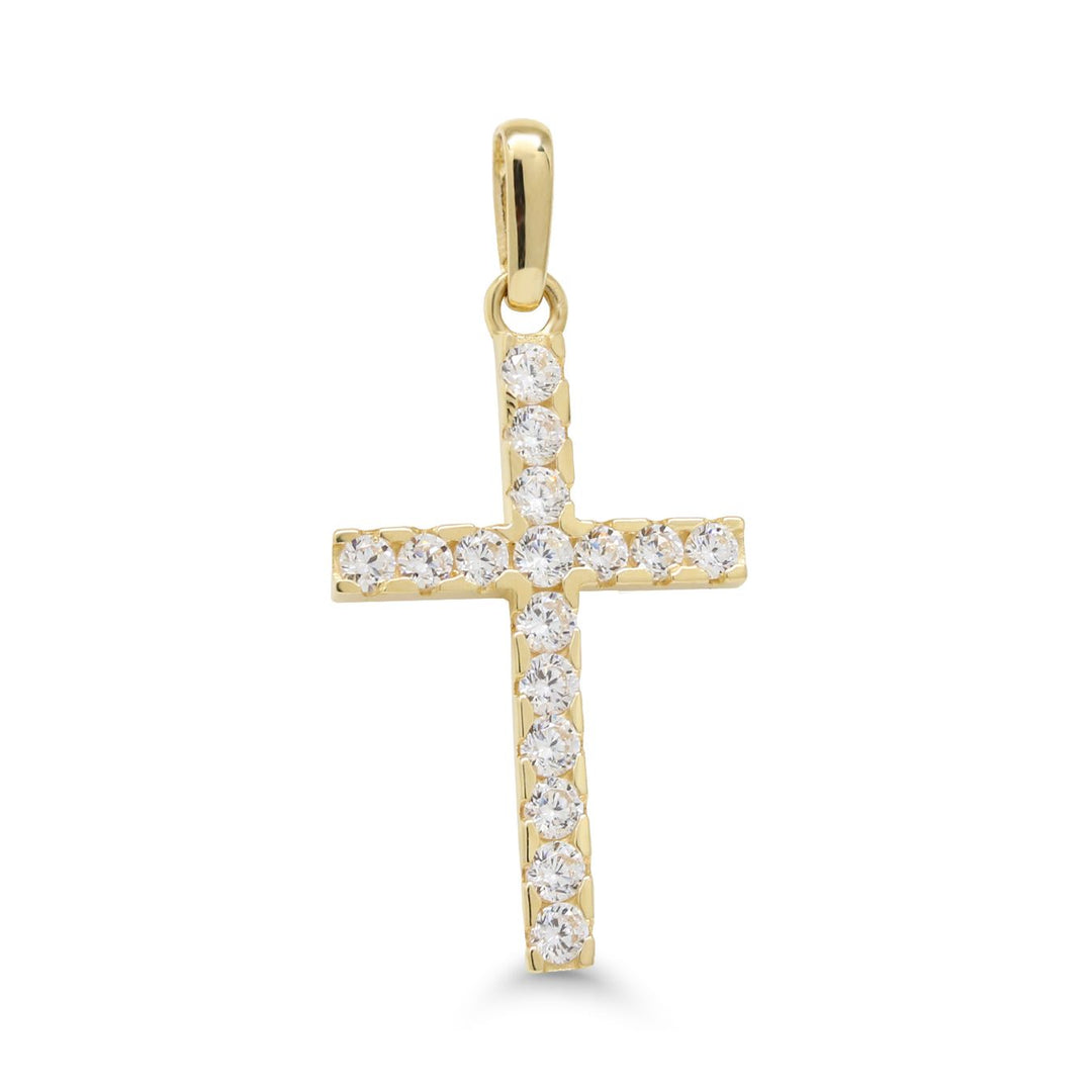 Keltakultainen risti 18,5mm zirkoneilla