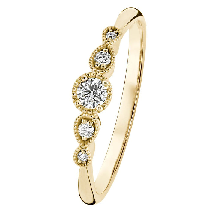 Kohinoor Clara 0,13 ct timanttisormus keltakulta 14K 033-269-13 – tuotekuva
