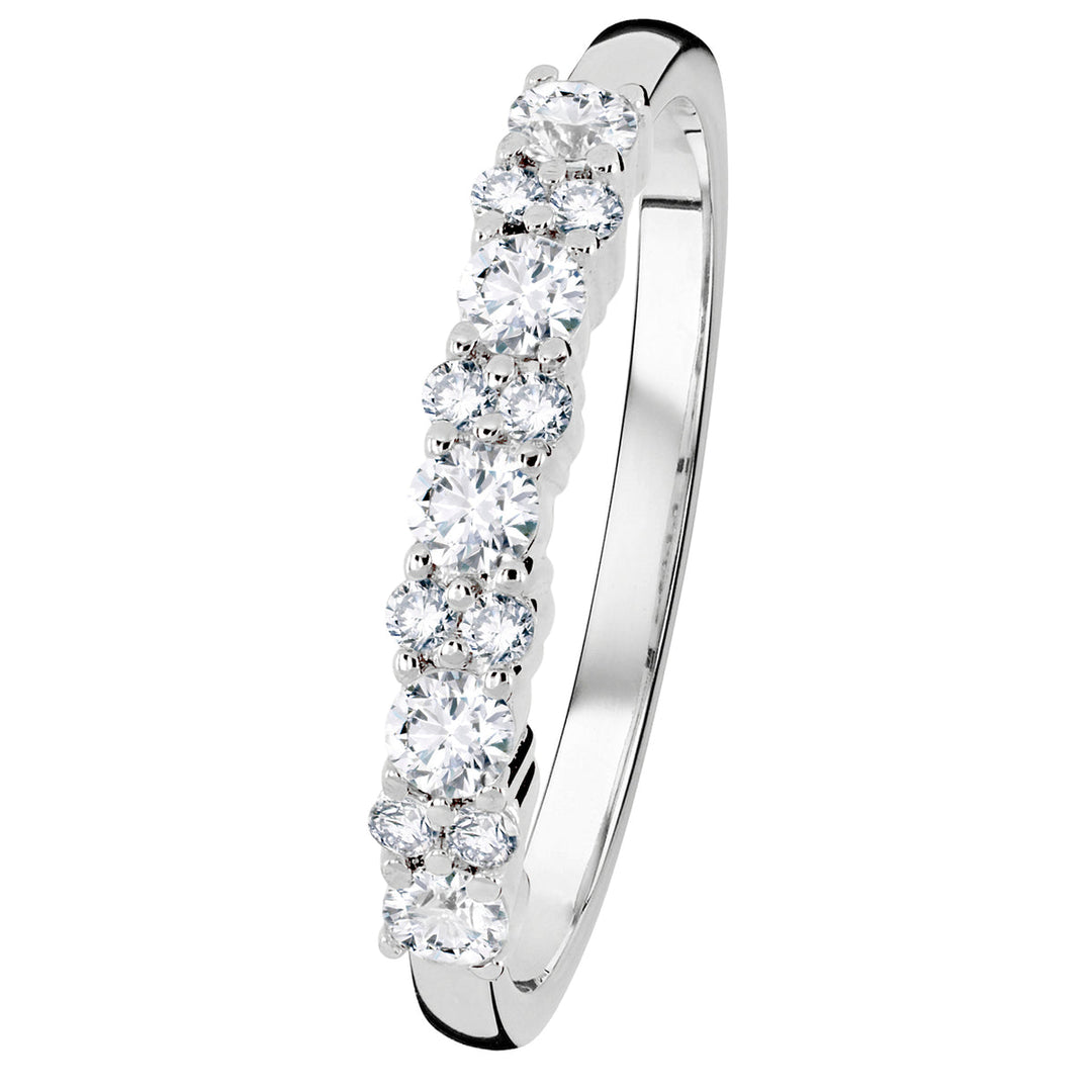 Kohinoor Elea 0,33 ct laboratoriotimanttisormus 14K valkokulta, 13 briljanttihiottua laboratoriotimanttia (5 × 0,05 ct ja 8 × 0,01 ct)