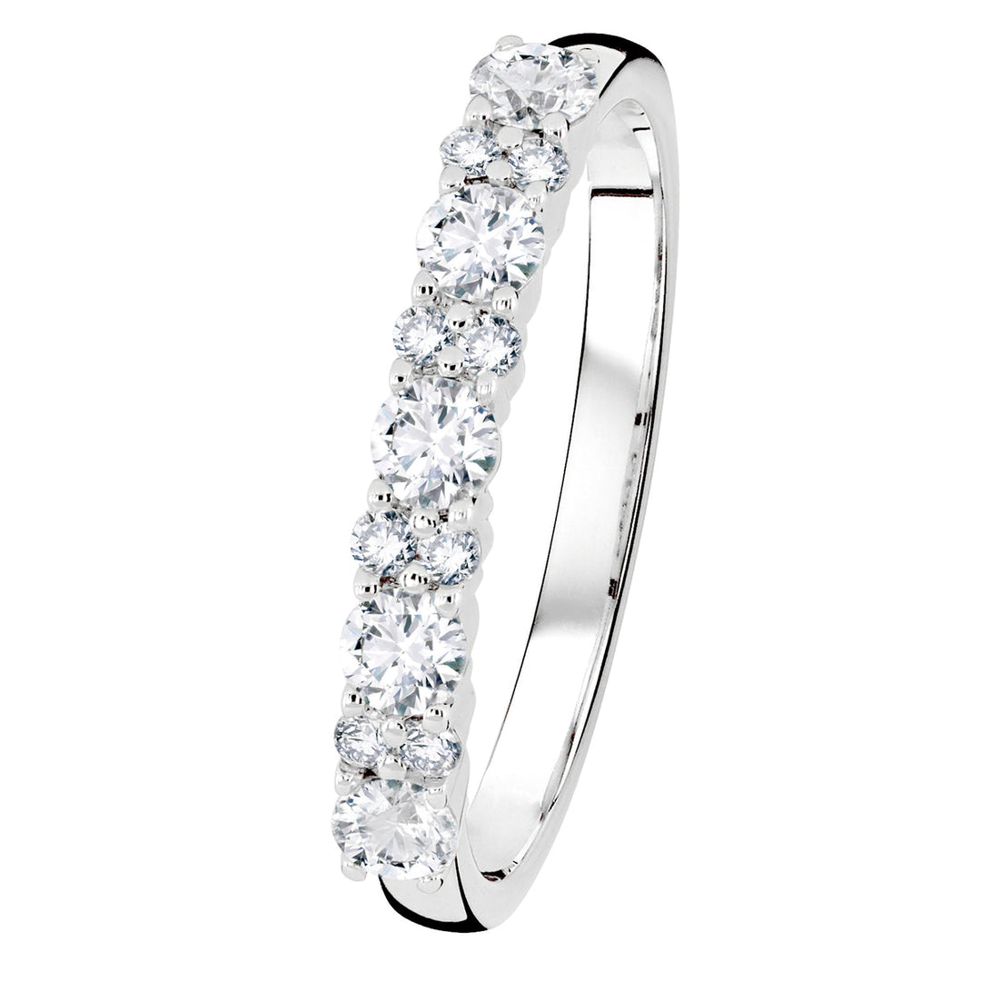 Kohinoor Elea 0,48 ct laboratoriotimanttisormus 14K valkokulta, 13 briljanttihiottua laboratoriotimanttia (5 × 0,08 ct ja 8 × 0,01 ct)