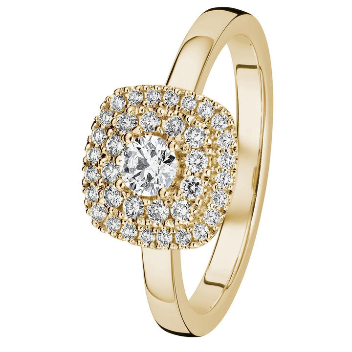 Kohinoor Valerie Cushion timanttisormus keltakulta 14K 933-263 – tuotekuva