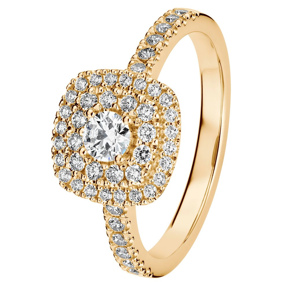 Kohinoor Valerie Cushion timanttisormus keltakulta 14K 933-263 – tuotekuva 7