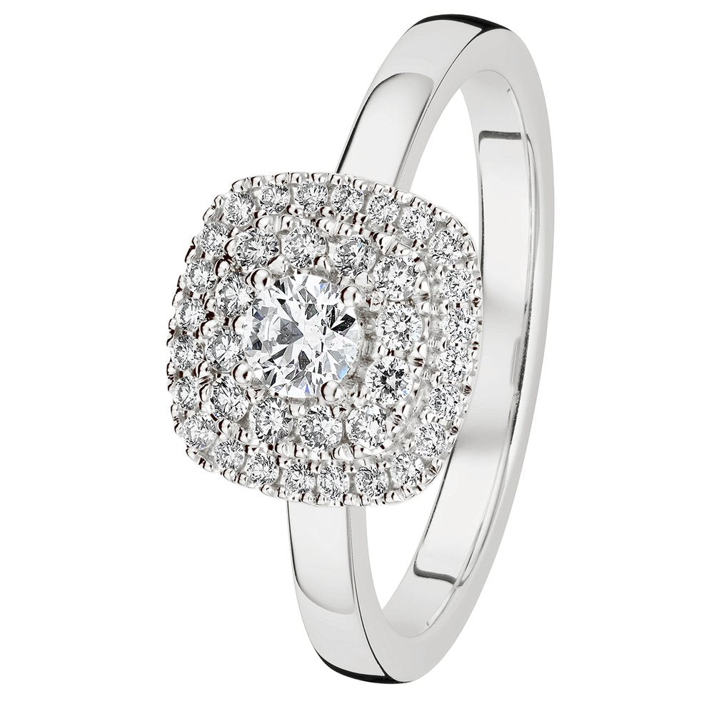 Kohinoor Valerie Cushion timanttisormus valkokulta 14K 933-263V – tuotekuva